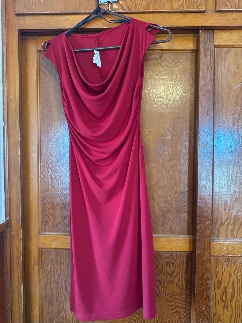 Draped Cowl Midi Dress in Wine